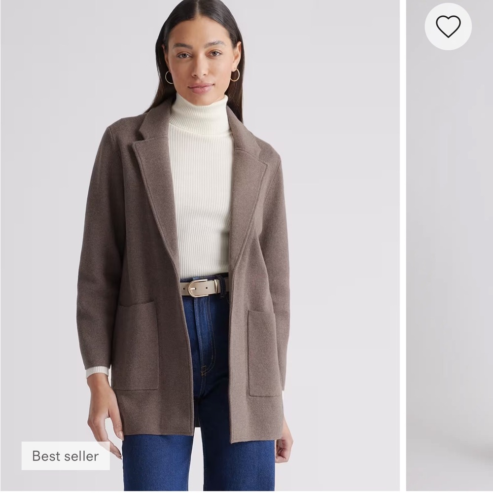 Quince Heather brown cotton Knit elegant blazer size large nwt